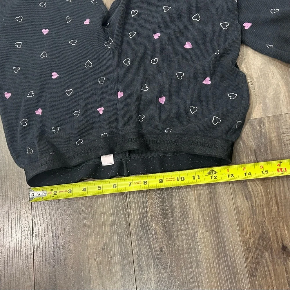 Victoria's Secret Black Pajama Set with Pink Heart Print - Picture 6 of 7